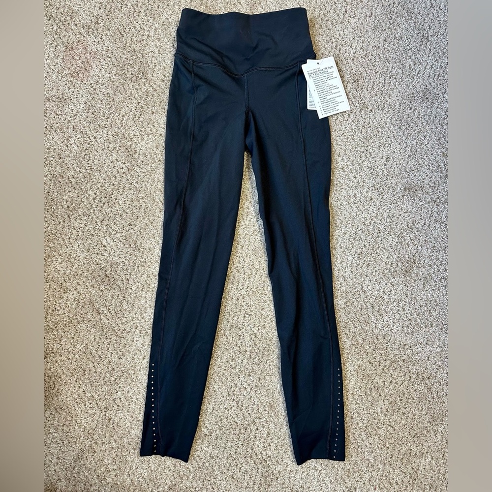 Lululemon Fast and Free High Rise 25” black leggings size 0 NWT